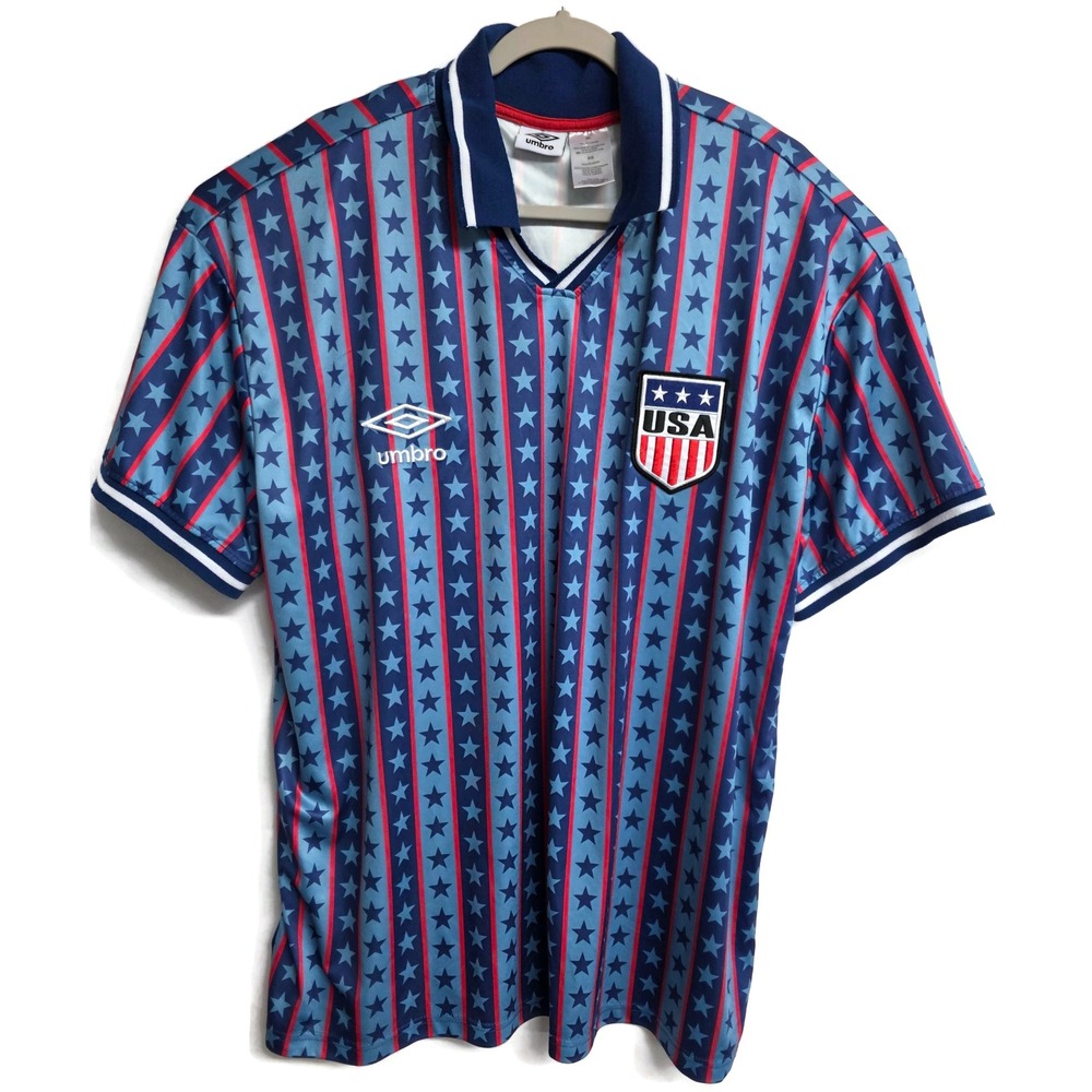 Umbro USA Soccer Jersey Mens XL Blue Red Stars Stripes UMBR020AUYSCP24